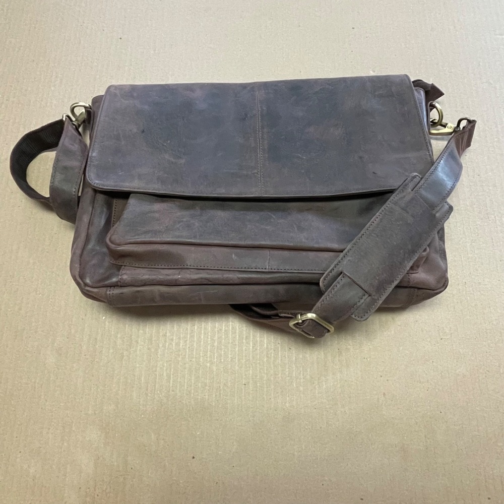 Real Leather Messenger Bag for Men and Women - Laptop Briefcase Wood